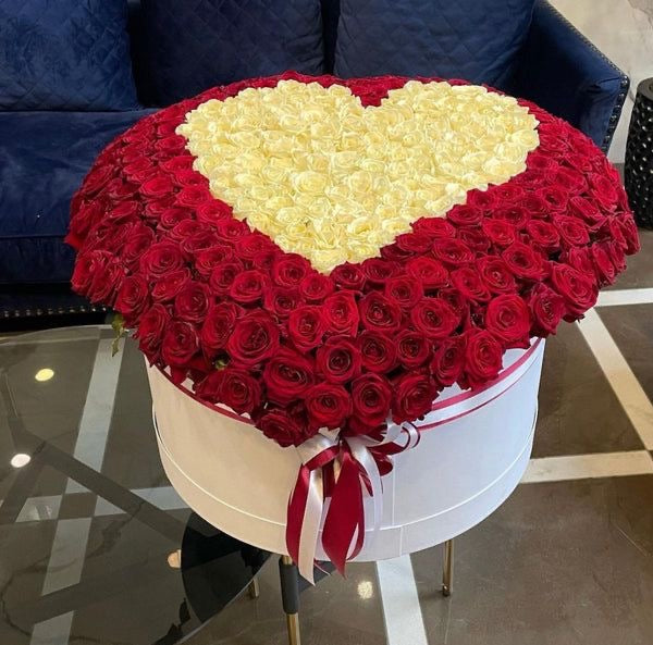 101 Red & White Roses