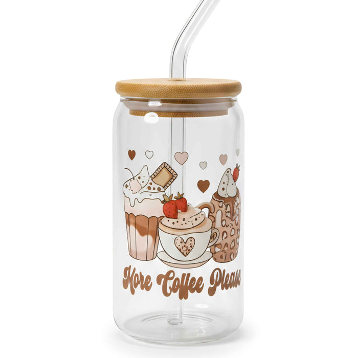 16oz Glass Tumbler With Non Drip Lid and Straw- UV-DTF Product