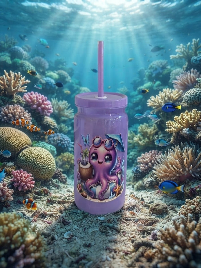 16oz Plastic Tumblers With Lid and Straw-  UV-DTF Product