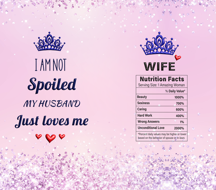 20oz Skinny Stainless Steel Tumbler - I'm not Spoiled - Wife Design - Craftique Fusion Ltd