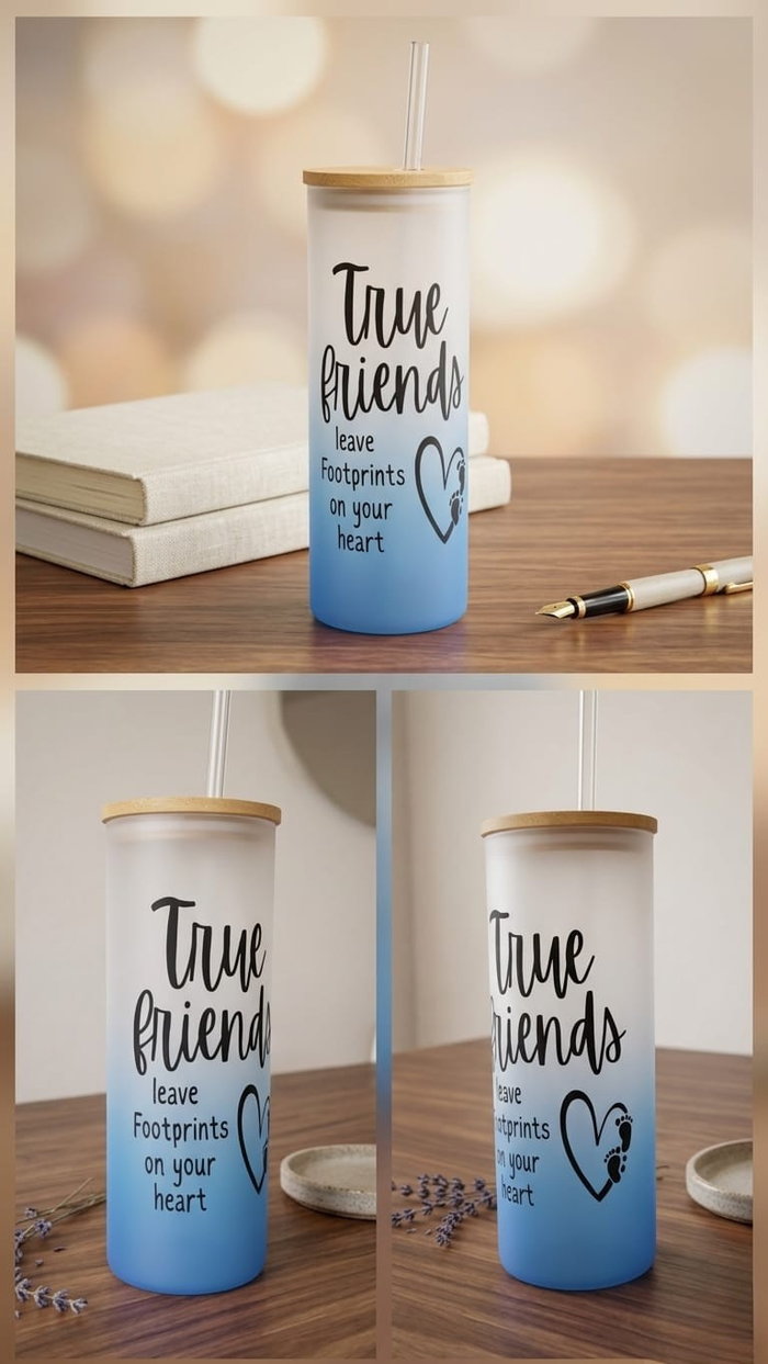 24oz Ombre Frosted Glass Tumblers - Craftique Fusion Ltd