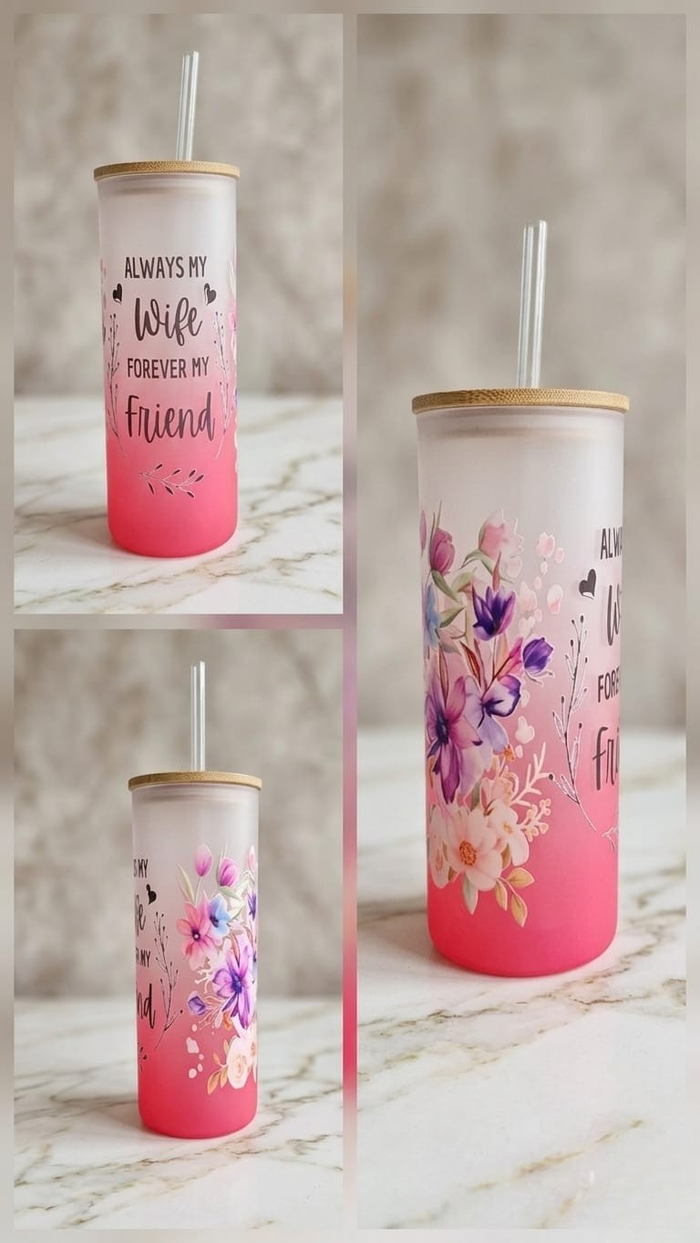 24oz Ombre Frosted Glass Tumblers - Craftique Fusion Ltd