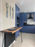Breakfast Table Bar Rectangular Wooden Worktop and Hairpin Legs