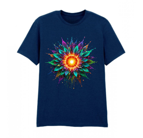 Abstract Flower Design 100% Cotton Adult T-shirt