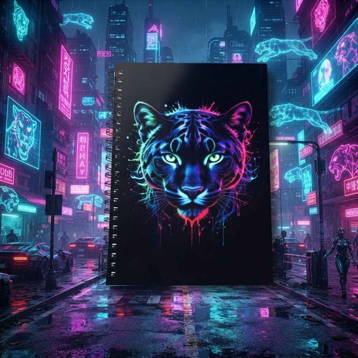 Abstract Neon Panther - A5 Spiral Notebook