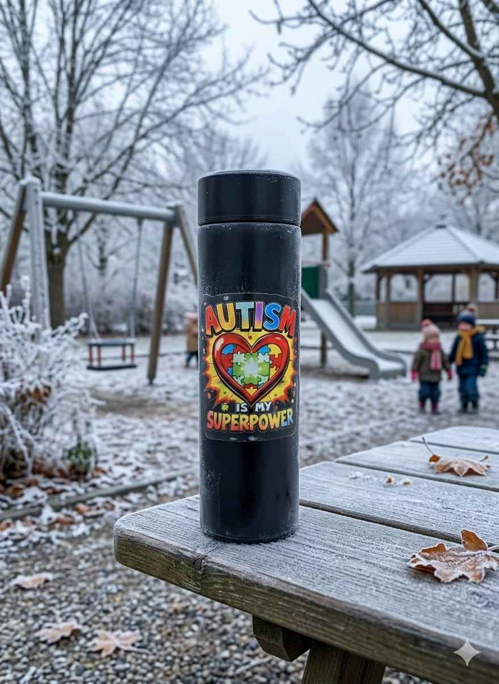 Autism is My Superpower Stainless Steel Flask with Temperature Gauge- UV-DTF Wrapped
