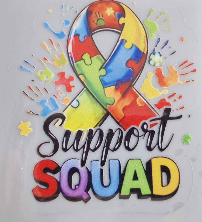 Autism Support Squad 16oz Glass Tumbler with Straw- UV-DTF Wrapped