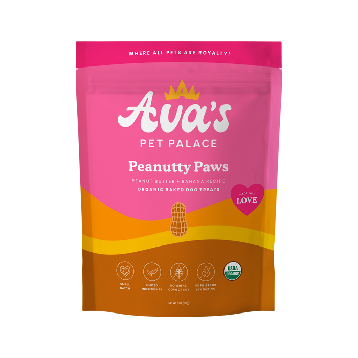 Ava's Pet Palace Organic Baked Dog Treats - Peanutty Paws