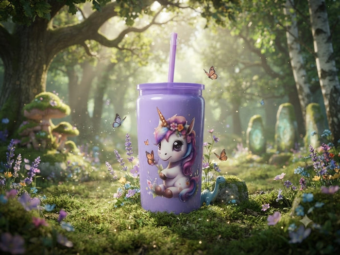 Baby Unicorn Purple 16oz Plastic Tumbler