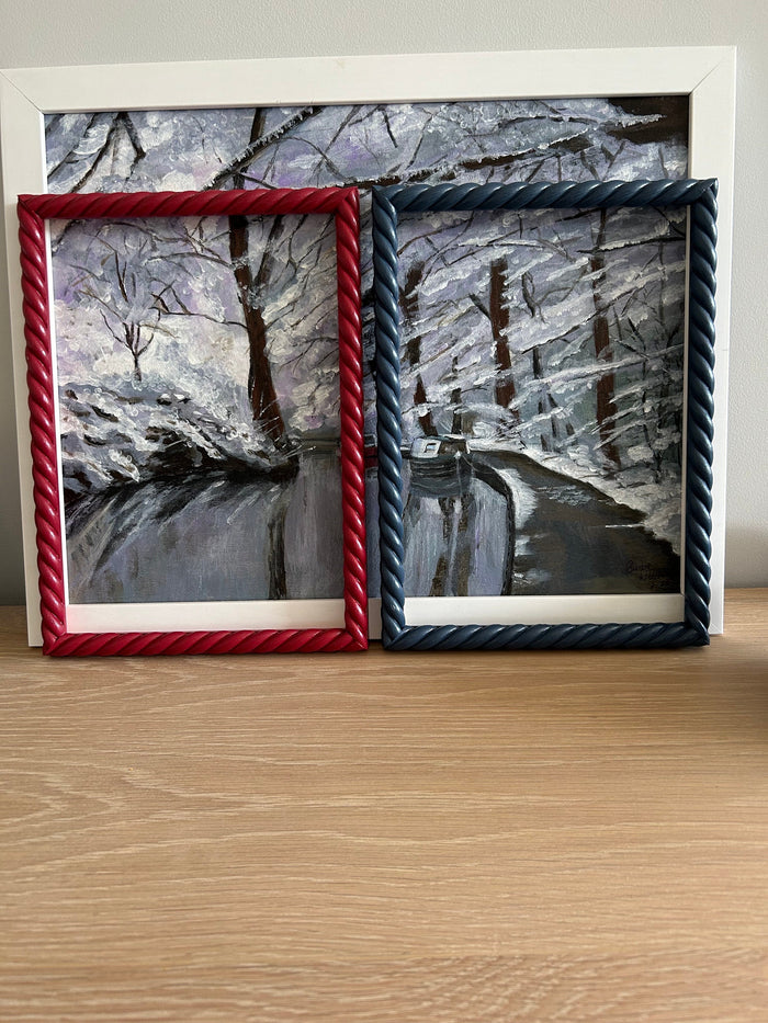 Beautiful hand painted 18mm rope twist  picture frame in F&B colours bespoke made to order any size avail