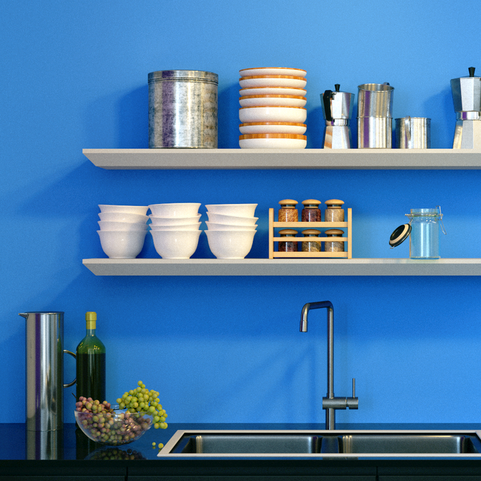 Beveled Edge Floating Shelf Matte White 1200x250x38mm