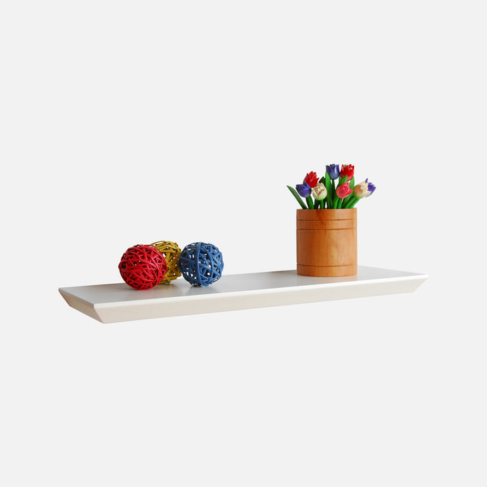 Beveled Edge Floating Shelf Matte White 800x200x32mm