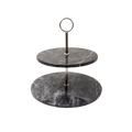 BLACK MARBLE CAKE STAND X2  25X25CM Deventor