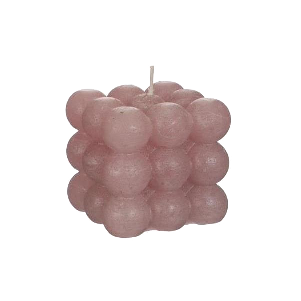 BUBBLE CANDLE 8X8X8CM MAUVE-PINK Deventor