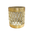 CANDLE HOLDER GLASS WIRED GOLD Deventor