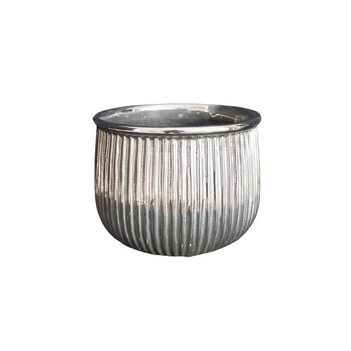 CERAMIC POT 19X19X14.5CM SILVER PH.HADJIGEORGIOU