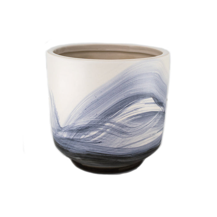 CERAMIC POT WHITE/BLUE 14X13CM PH.HADJIGEORGIOU