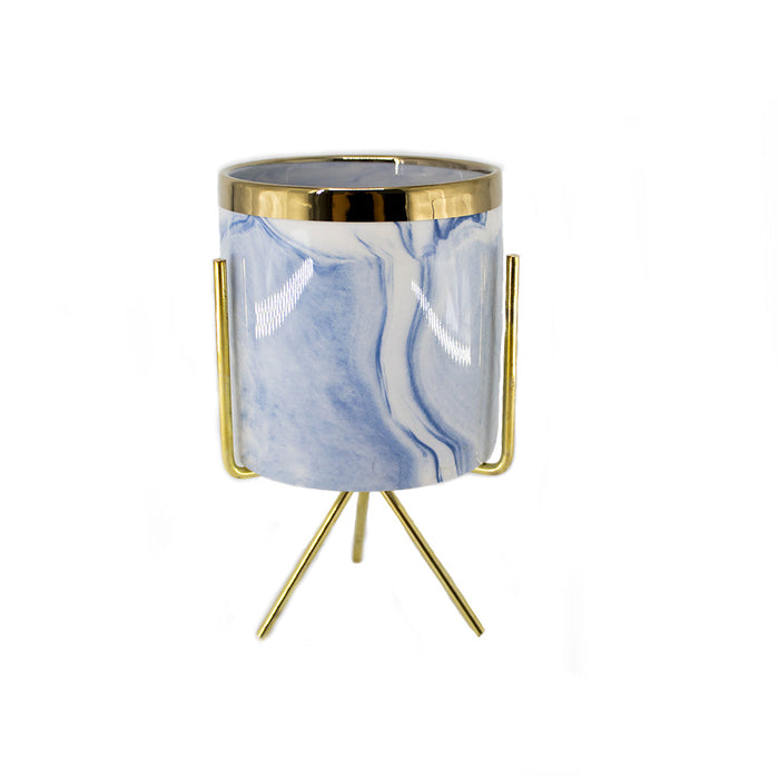 CERAMIC W/METAL STAND BLUE 11X11CM PH.HADJIGEORGIOU