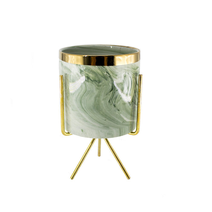 CERAMIC W/METAL STAND GREEN 11X11CM PH.HADJIGEORGIOU