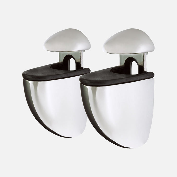 Clear Glass Corner Shelf Kit Jam Clips Chrome 250x250x8mm