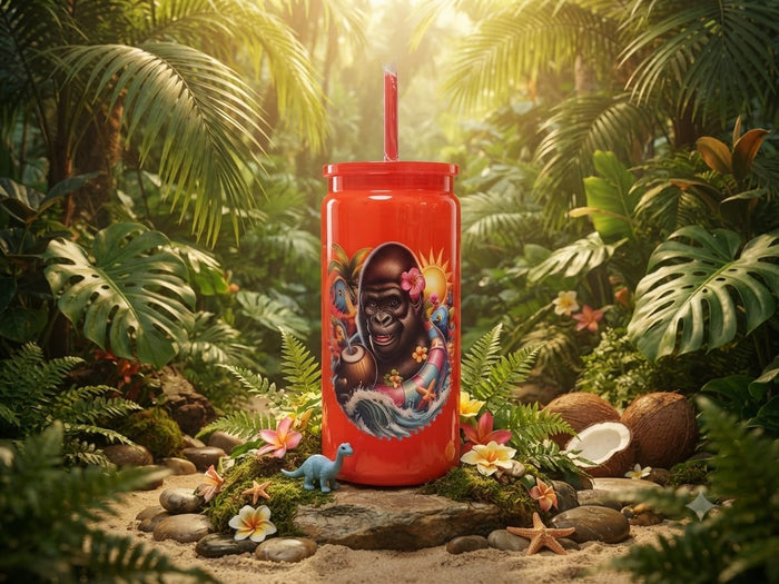 Cool Gorilla Bright Red 16oz Plastic Tumbler