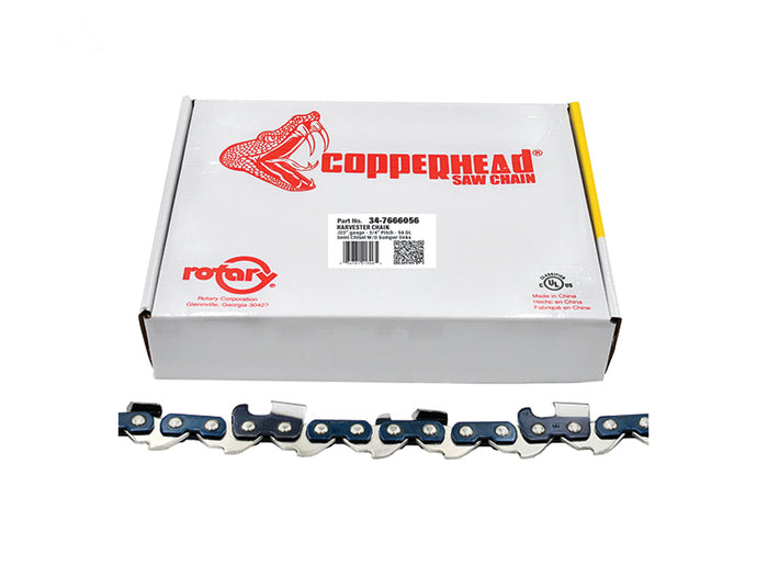 Copperhead 7666056 Harvester Saw Chain 3/4 inch Pitch 56 Drive Links 0.122 inch Gauge