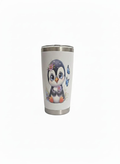 Cute Penguin with Butterflies 20oz Insulated Tumbler- UV-DTF Wrapped. - Craftique Fusion Ltd