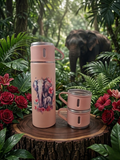Elephant and Baby - 3 Piece Insulated Flask set - UV-DTF Wrapped - Craftique Fusion Ltd