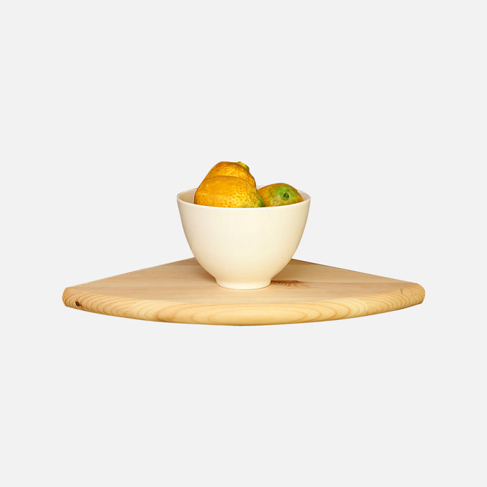 European Made Floating Corner Shelf Raw Pine 300x300x22mm