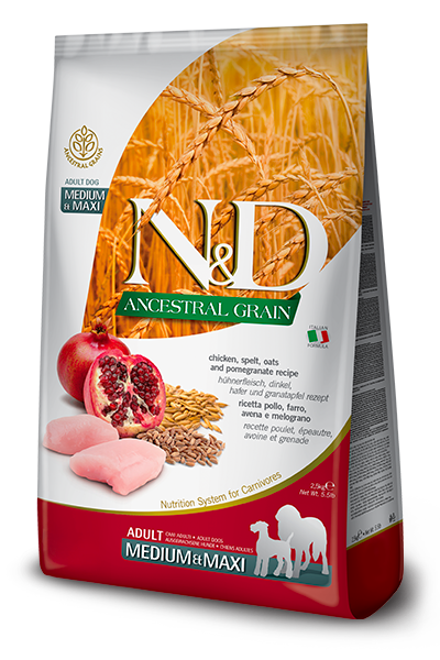 Farmina N&D Ancestral Grain Canine Chicken & Pomegranate Adult Medium & Maxi Food