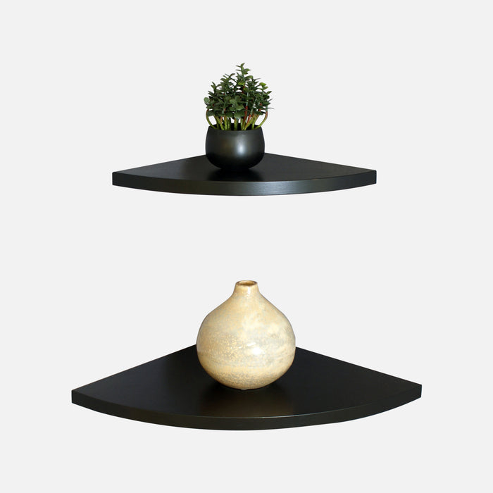 Floating Corner Shelves Black 300 & 400 (Double Deal)