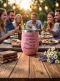 Friends bless our lives with love and laughter - 12oz Insulated Stainless steel Tumbler - UV-DTF Wrapped - Craftique Fusion Ltd