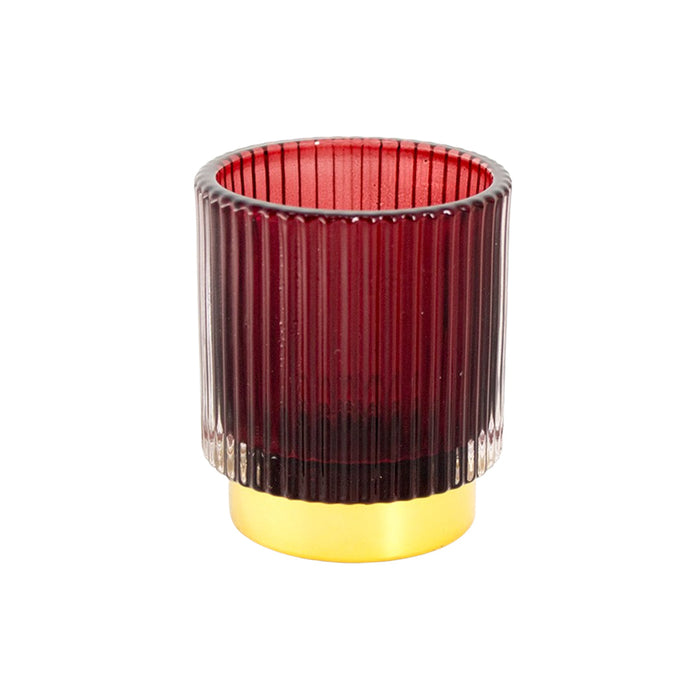 GLASS CANDLE HOLDER BORDEAUX 13X7.5CM Deventor