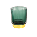 GLASS CANDLE HOLDER GREEN 13X7.5CM Deventor