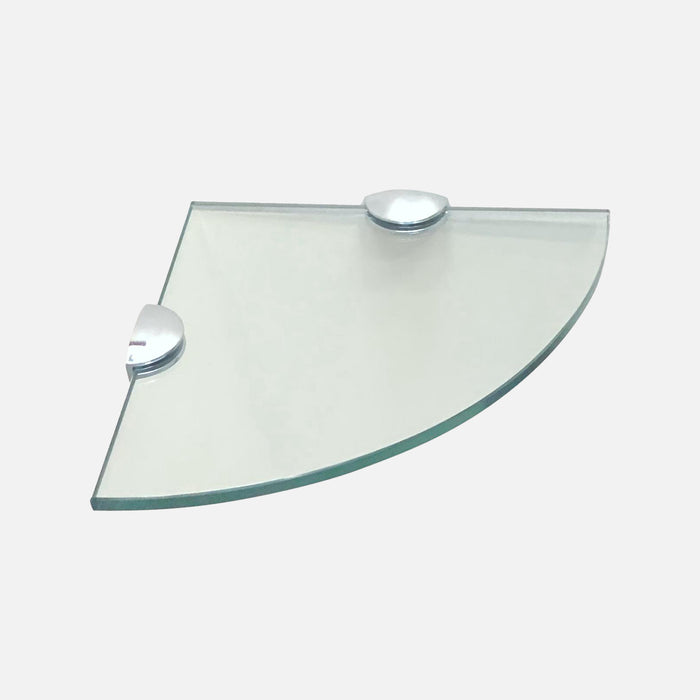 Glass Corner Shelf Kit Flic Clips Chrome 300x300x8mm