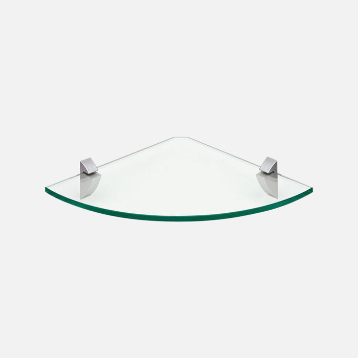 Glass Corner Shelf Kit Silver Shelf Clips 250x250x8mm