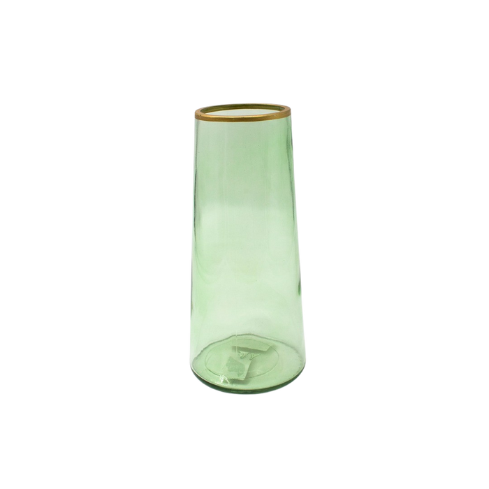 GLASS VASE GREEN 7X10X22CM Deventor