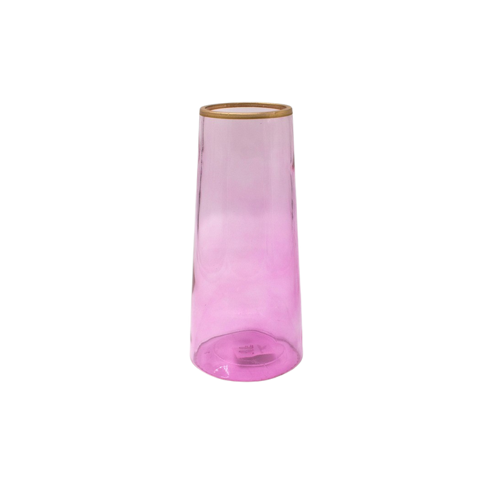GLASS VASE PINK 7X10X22CM Deventor