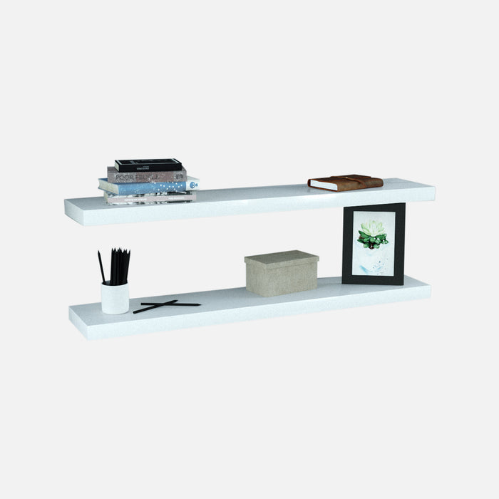 Gloss White Floating Shelves 1000x200x38mm (Double Deal)
