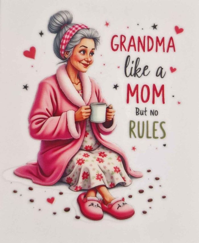 Grandma like a Mom but no rules - 16oz Square Glass Tumbler - UV-DTF Wrapped