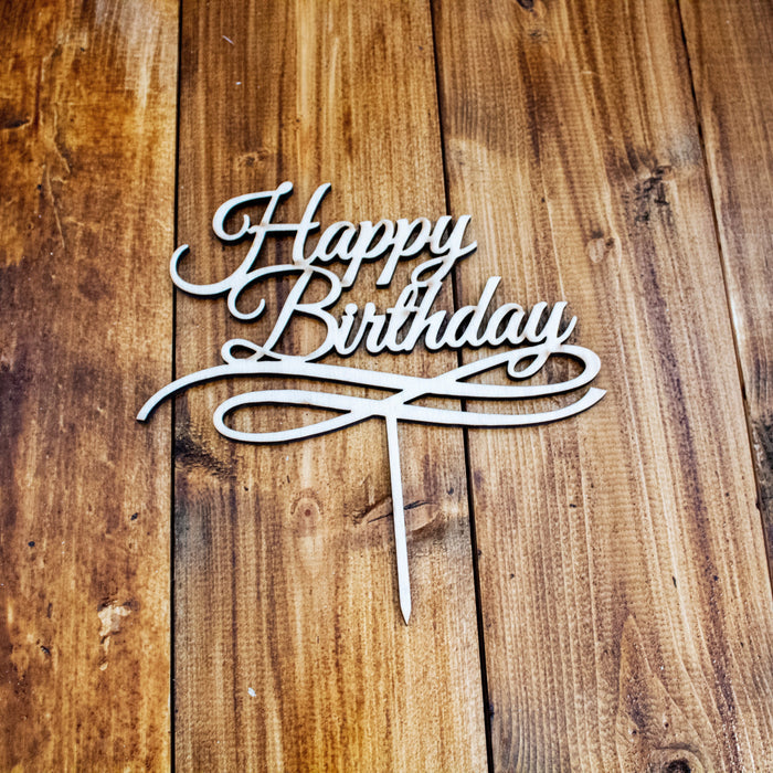 Happy Birthday Wooden Cake Topper Wooderland