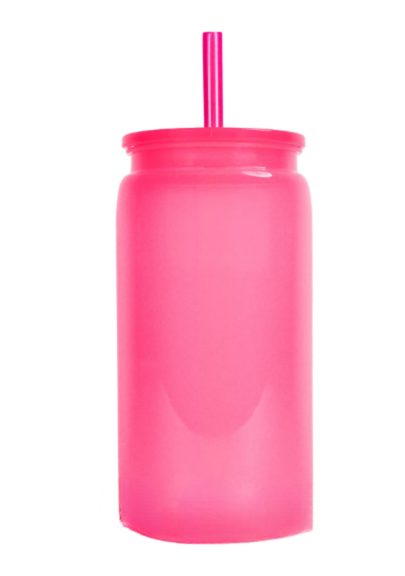 Happy Husky Hot Pink 16oz Plastic Tumbler