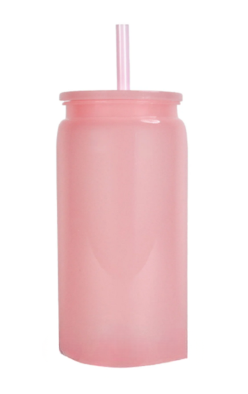 Highland Cow Light Pink 16oz Plastic Tumbler