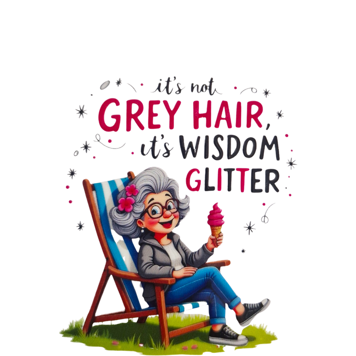 It's not Grey Hair it's Wisdom Glitter - 12oz Insulated Stainless Steel Tumbler UV-DTF Wrapped