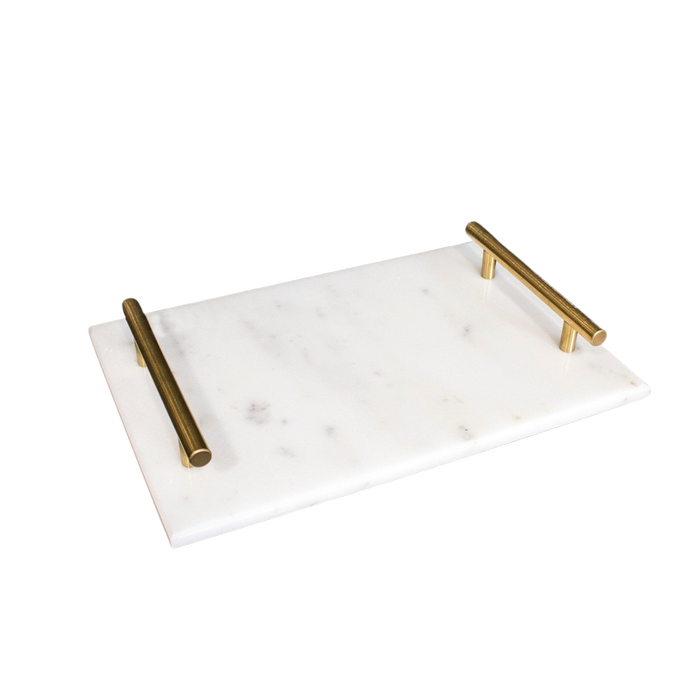MARBLE TRAY WITH METAL HANDLE 30X20X5CM Deventor