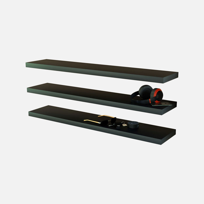 Matte Black Floating Shelves 1200x250x38mm (Triple Deal)