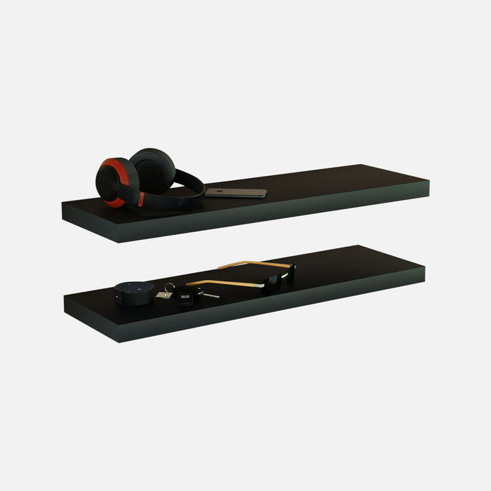 Matte Black Floating Shelves 800x250x38mm (Double Deal)