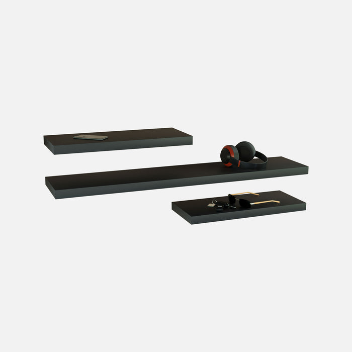 Matte Black Floating Shelves Mix 800, 1200x38mm (Triple Deal)