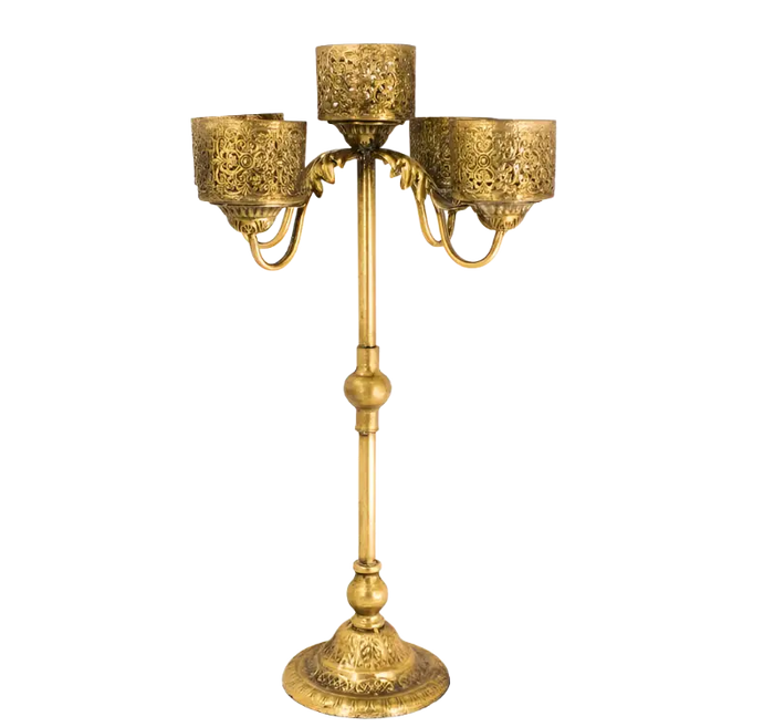 METAL GLASS CANDLE HOLDER 30.5X18X74.5CM deventorcy