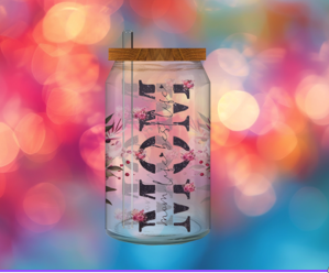 Mom Life - 16oz Glass Tumbler- UV-DTF Wrapped